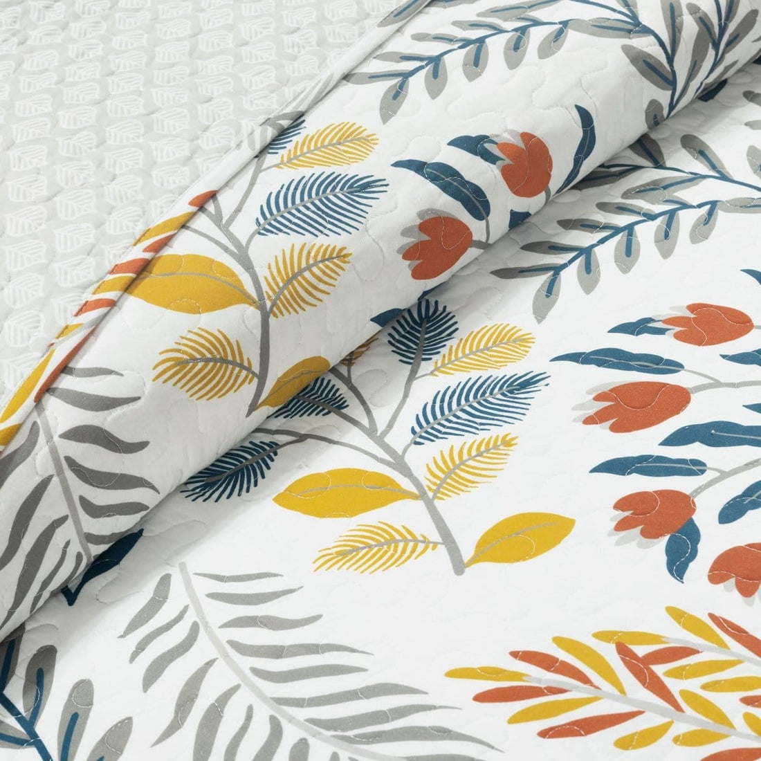 Boho Botanical Floral Quilt 3 Piece Set