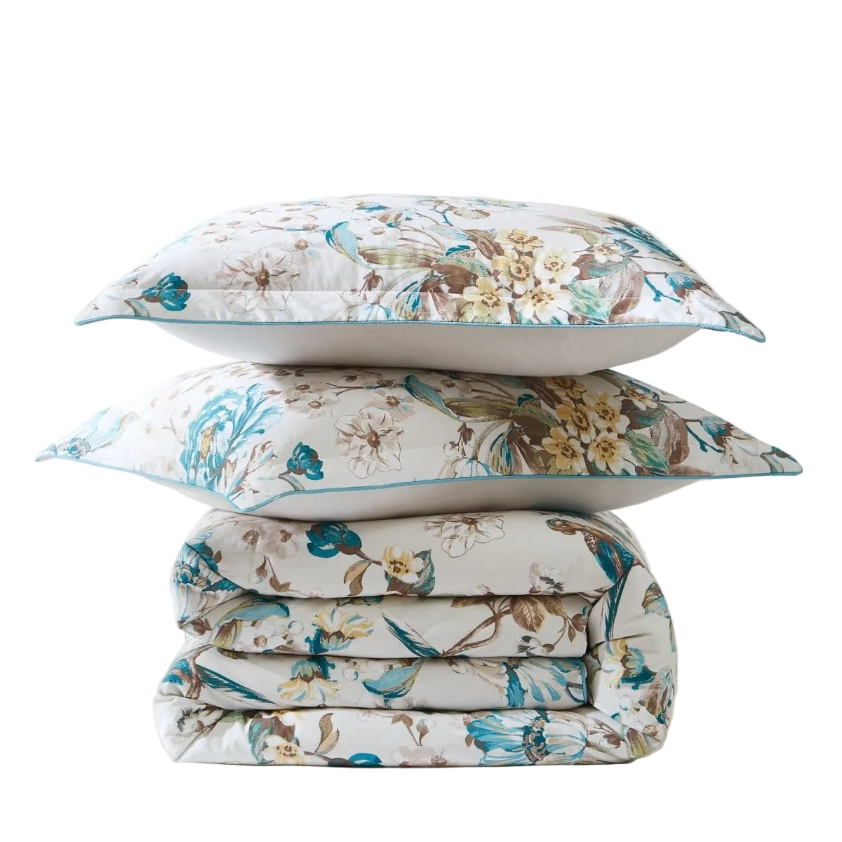 Bird And Hydrangea Reversible Cotton Duvet Cover Set
