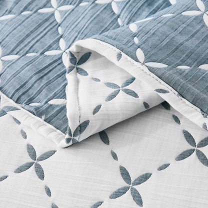Diamond Leaf Jacquard Reversible Quilt Set - 3 Colors