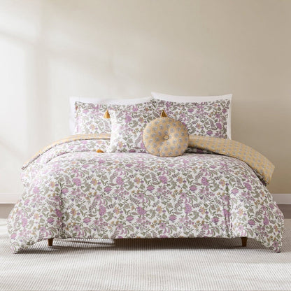 Lillian Block Print 5 Pc Reversible Comforter Set