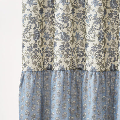 Lillian Block Print Linen Textured Shower Curtain