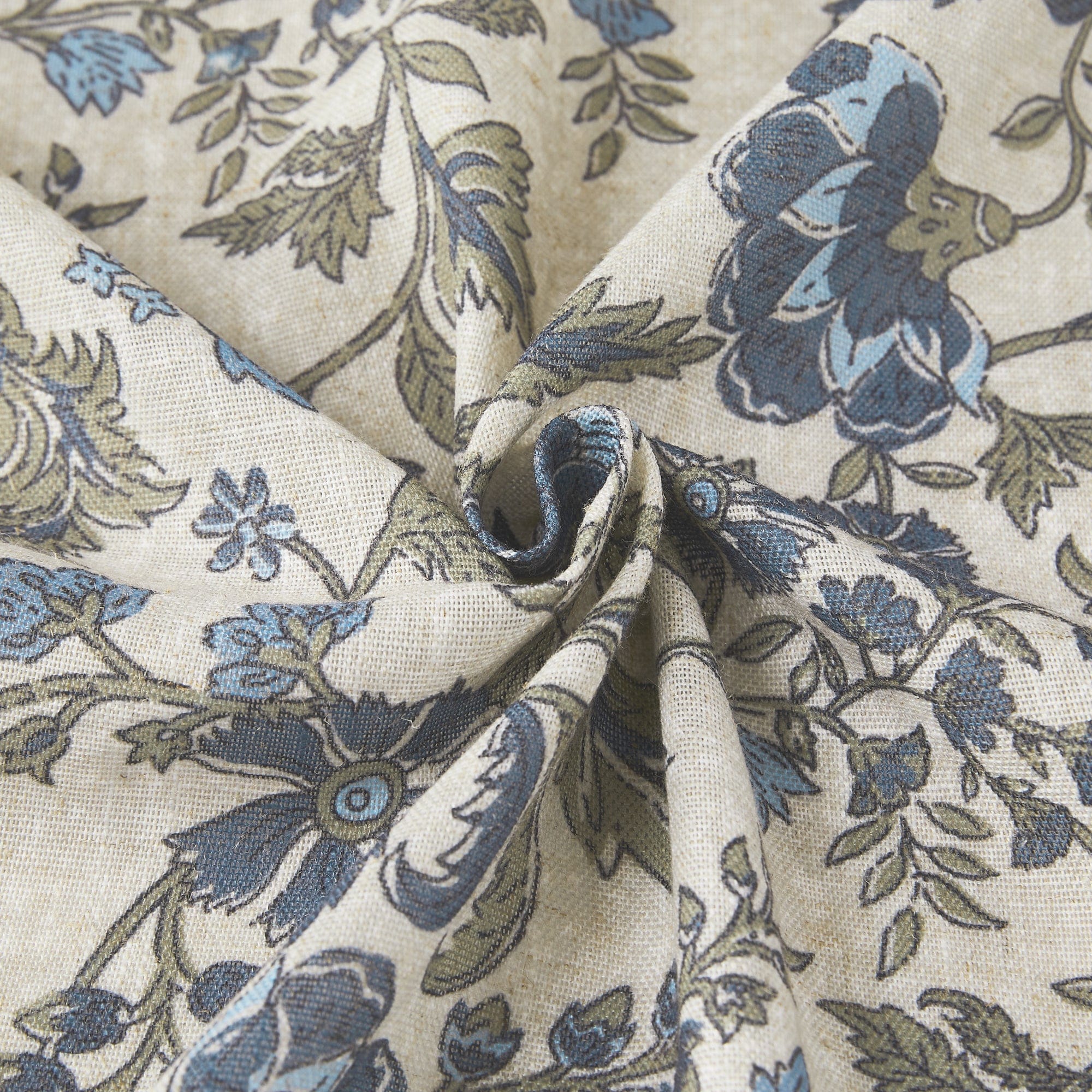 Lillian Block Print Linen Textured Shower Curtain
