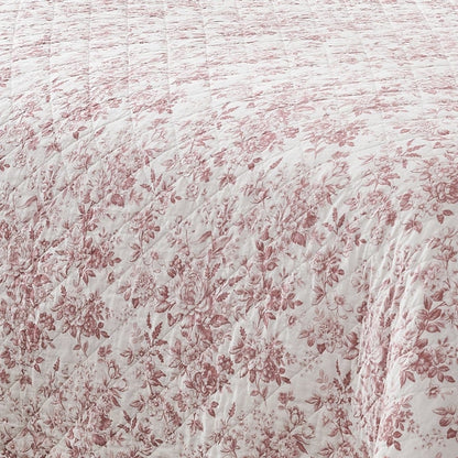 Peony Toile Reversible Cotton Quilt Set