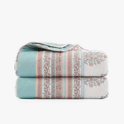 Sofia Flower Block Reversible Cotton Throw Blanket