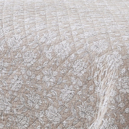 Zara Floral Block Reversible Cotton Quilt Set