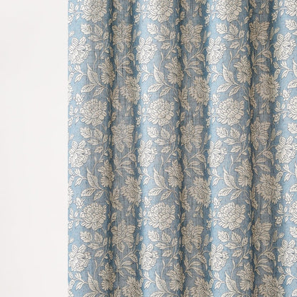 Zara Floral Block Linen Textured Shower Curtain