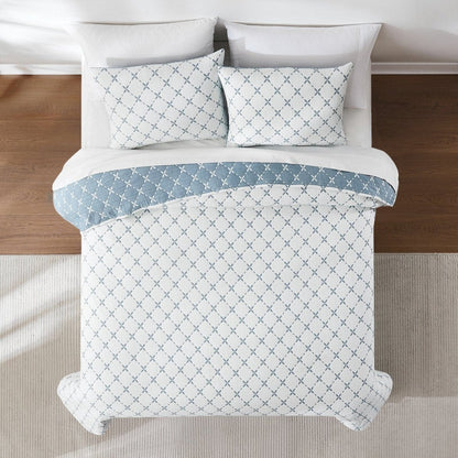 Diamond Leaf Jacquard Reversible Quilt Set - 3 Colors