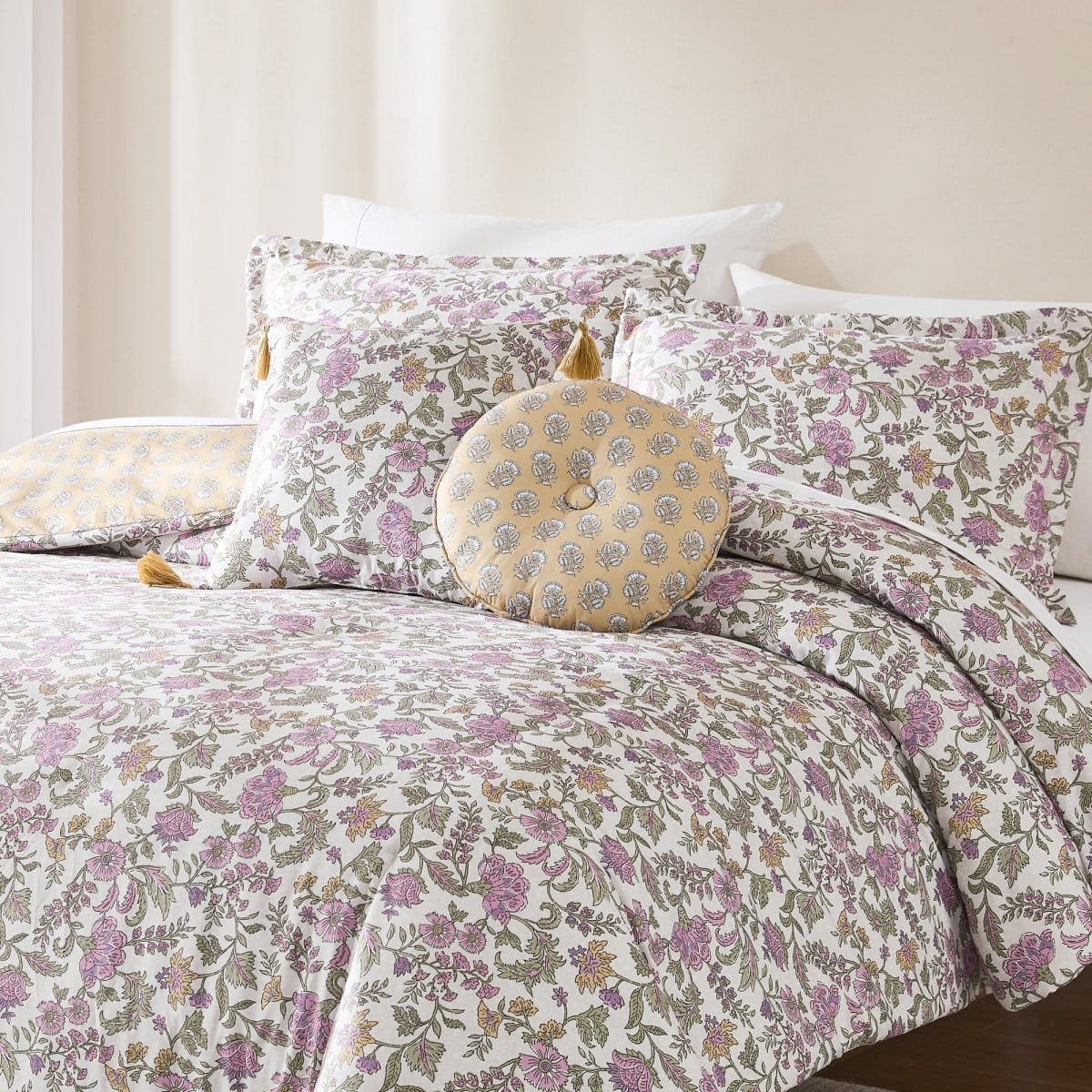 Lillian Block Print 5 Pc Reversible Comforter Set