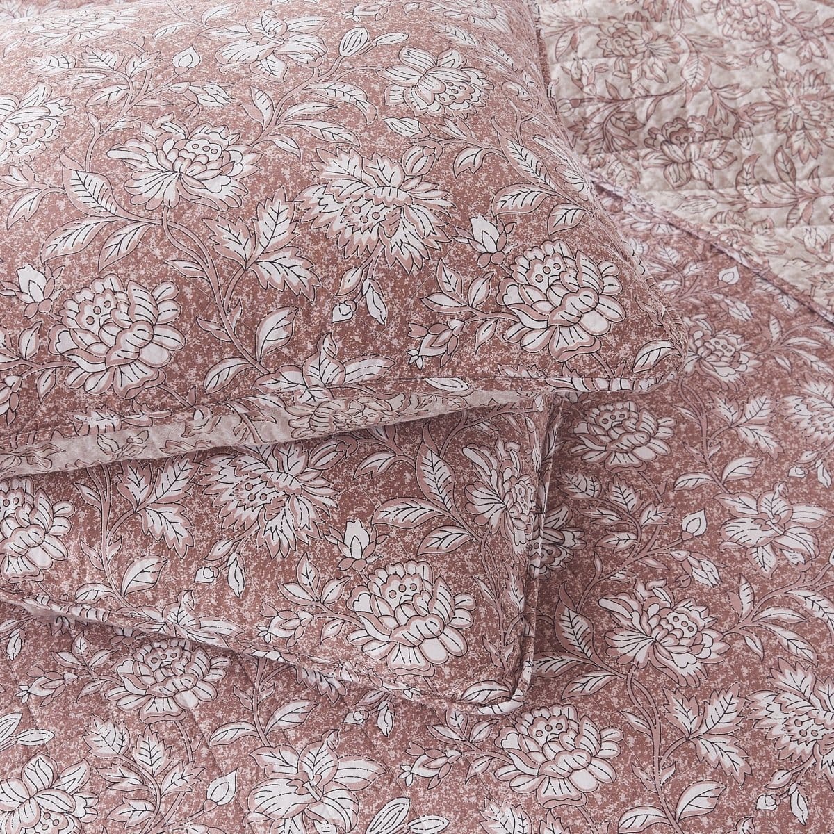 Zara Floral Block Reversible Cotton Quilt Set