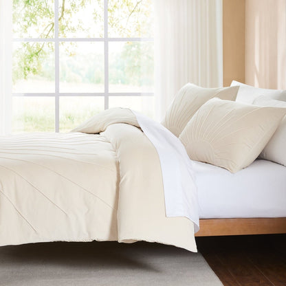 Solar Drift Velvet Duvet Cover Set - Cream