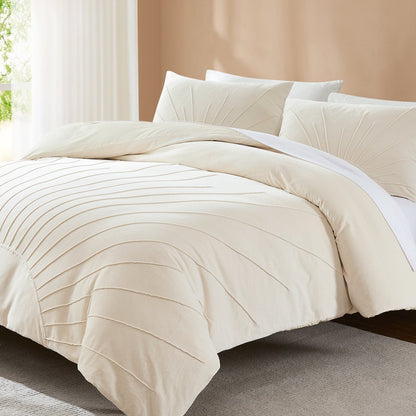 Solar Drift Velvet Duvet Cover Set - Cream