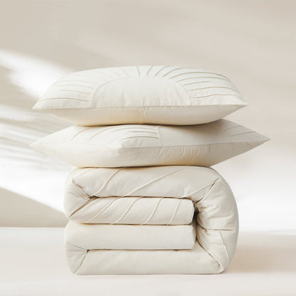 Solar Drift Velvet Duvet Cover Set - Cream