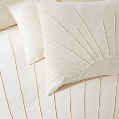 Solar Drift Velvet Duvet Cover Set - Cream