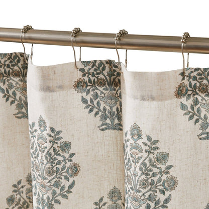 Sofia Flower Block Print Bouquet Shower Curtain