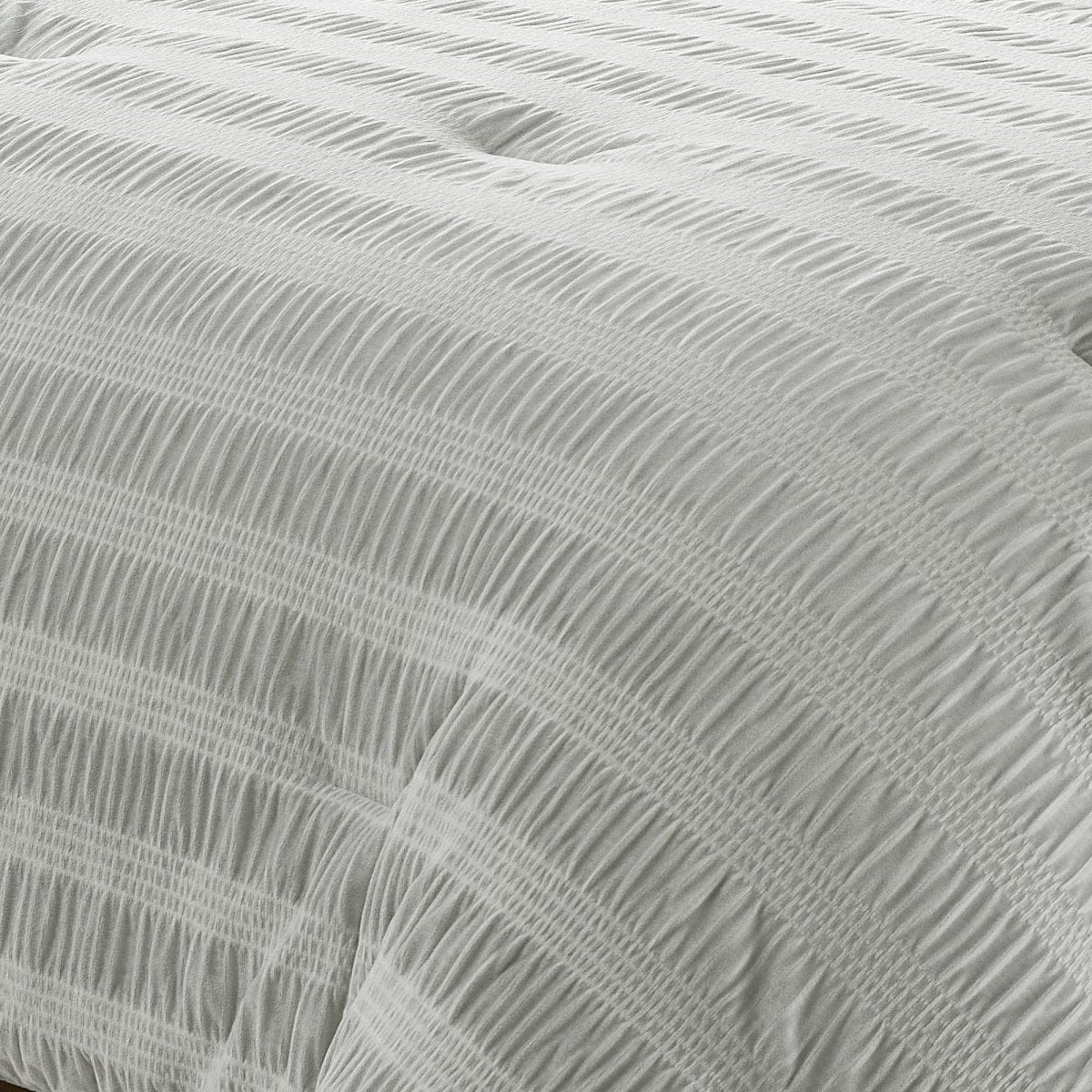 Azalea Ruched Velvet Stripe Comforter Set in Teal Green or Light Grey
