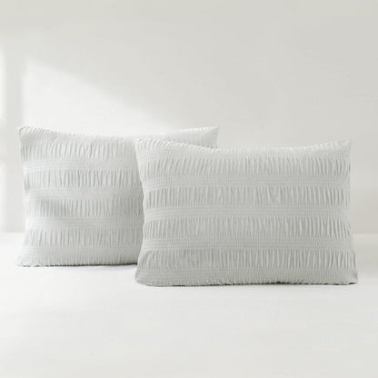 Azalea Ruched Velvet Stripe Comforter Set in Teal Green or Light Grey