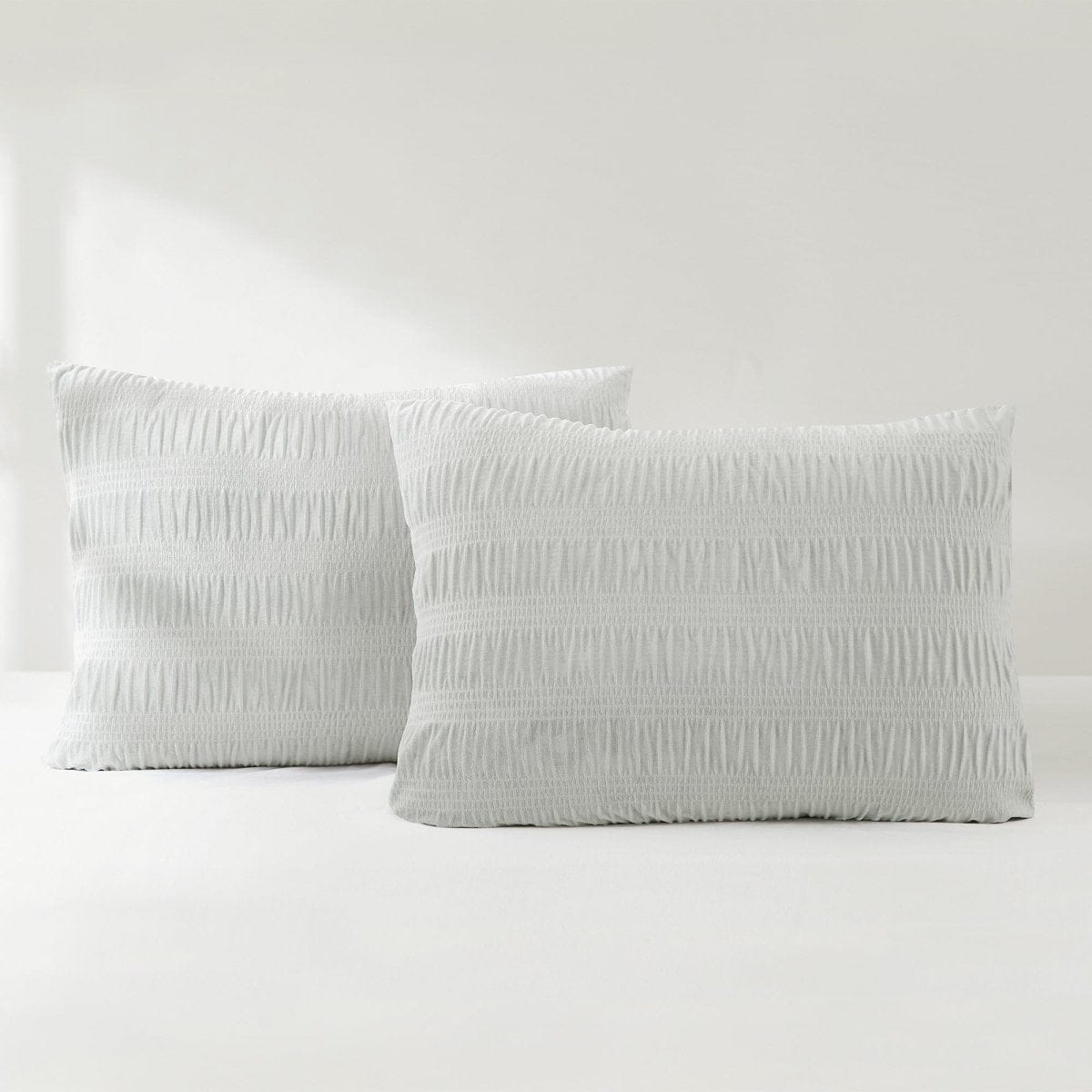 Azalea Ruched Velvet Stripe Comforter Set in Teal Green or Light Grey