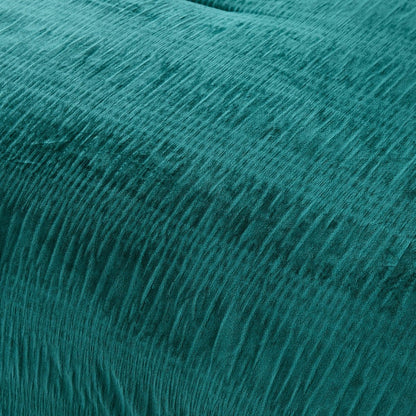 Azalea Ruched Velvet Stripe Comforter Set in Teal Green or Light Grey