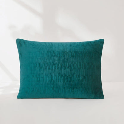 Azalea Ruched Velvet Stripe Comforter Set in Teal Green or Light Grey