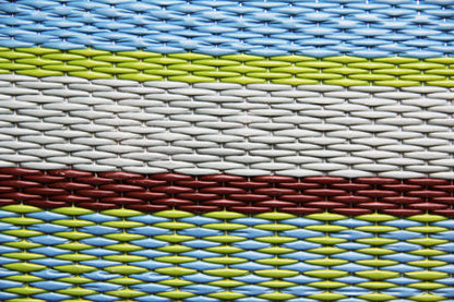 Stripes Grey &amp; Aqua Reversible Outdoor Mat