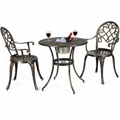 3 Piece Outdoor Bistro Set with Removable Ice Bucket