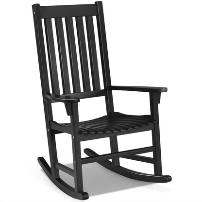 Indoor/Outdoor Wooden High Back Rocking Chair - Black, Natural, White