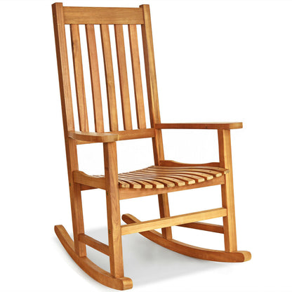 Indoor/Outdoor Wooden High Back Rocking Chair - Black, Natural, White