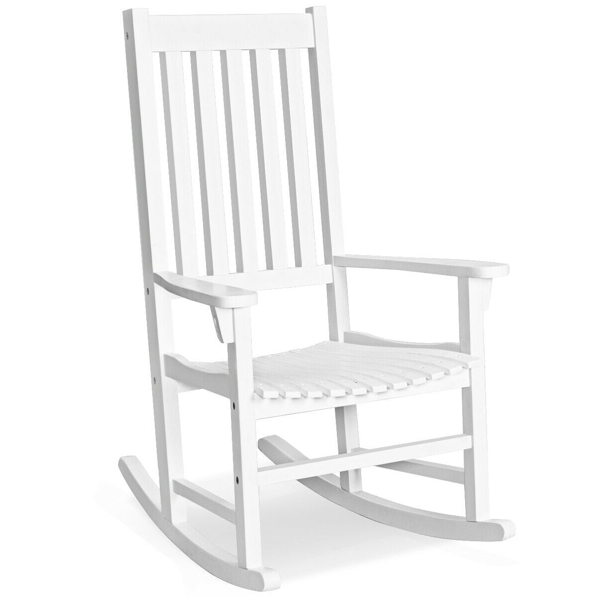 Indoor/Outdoor Wooden High Back Rocking Chair - Black, Natural, White