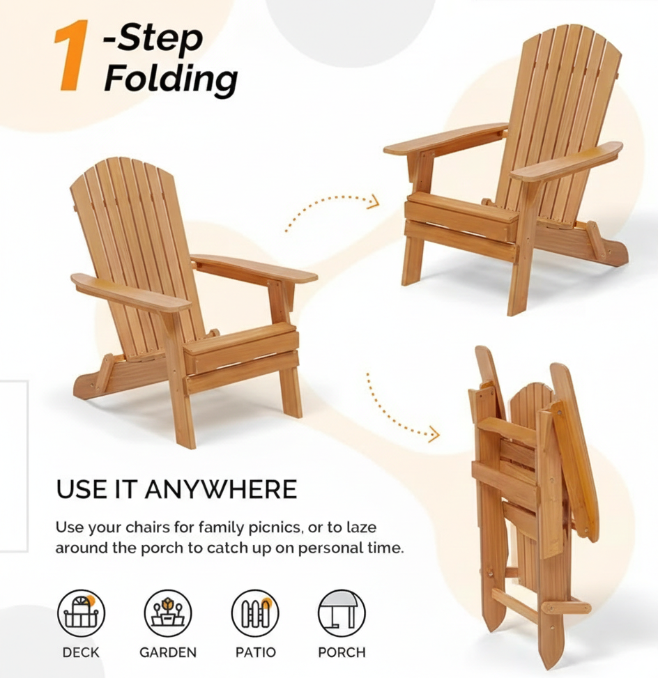 Folding Adirondack Chair – 2 Colors