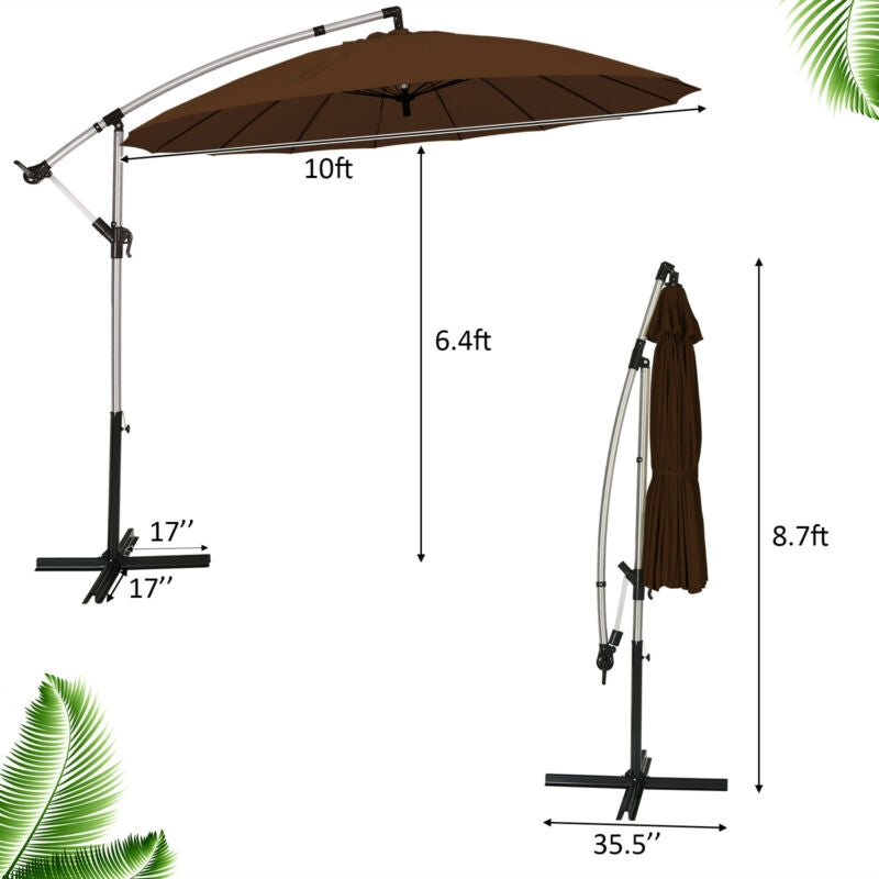 10 Ft Patio Offset Umbrella - Brown