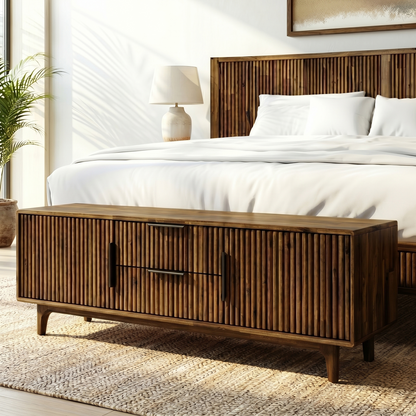 Bosk Solid Wood Storage Bench in Walnut or Natural