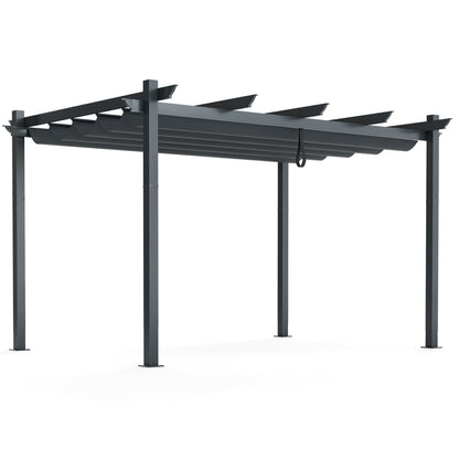10 x 13 Ft Outdoor Aluminum Retractable Pergola Canopy Shelter - Beige or Gray