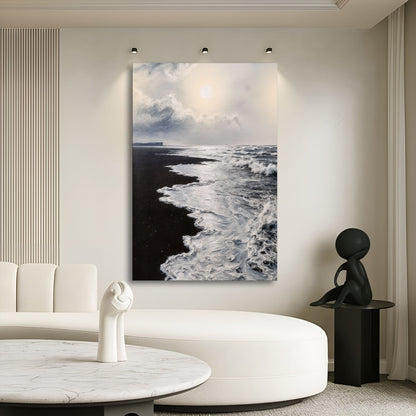 Black &amp; White Waves Abstract  Wall Art