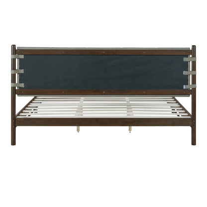 Modern King Bed Frame Set with 2 Nightstands - Gray/Walnut