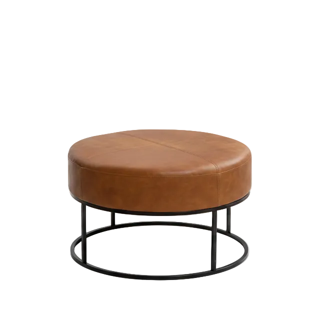 Round Leatherette Upholstered Coffee Table