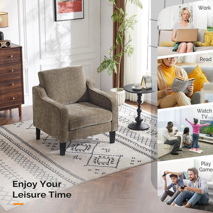 Light Brown Upholstered Accent Chairs - 2 pc Set