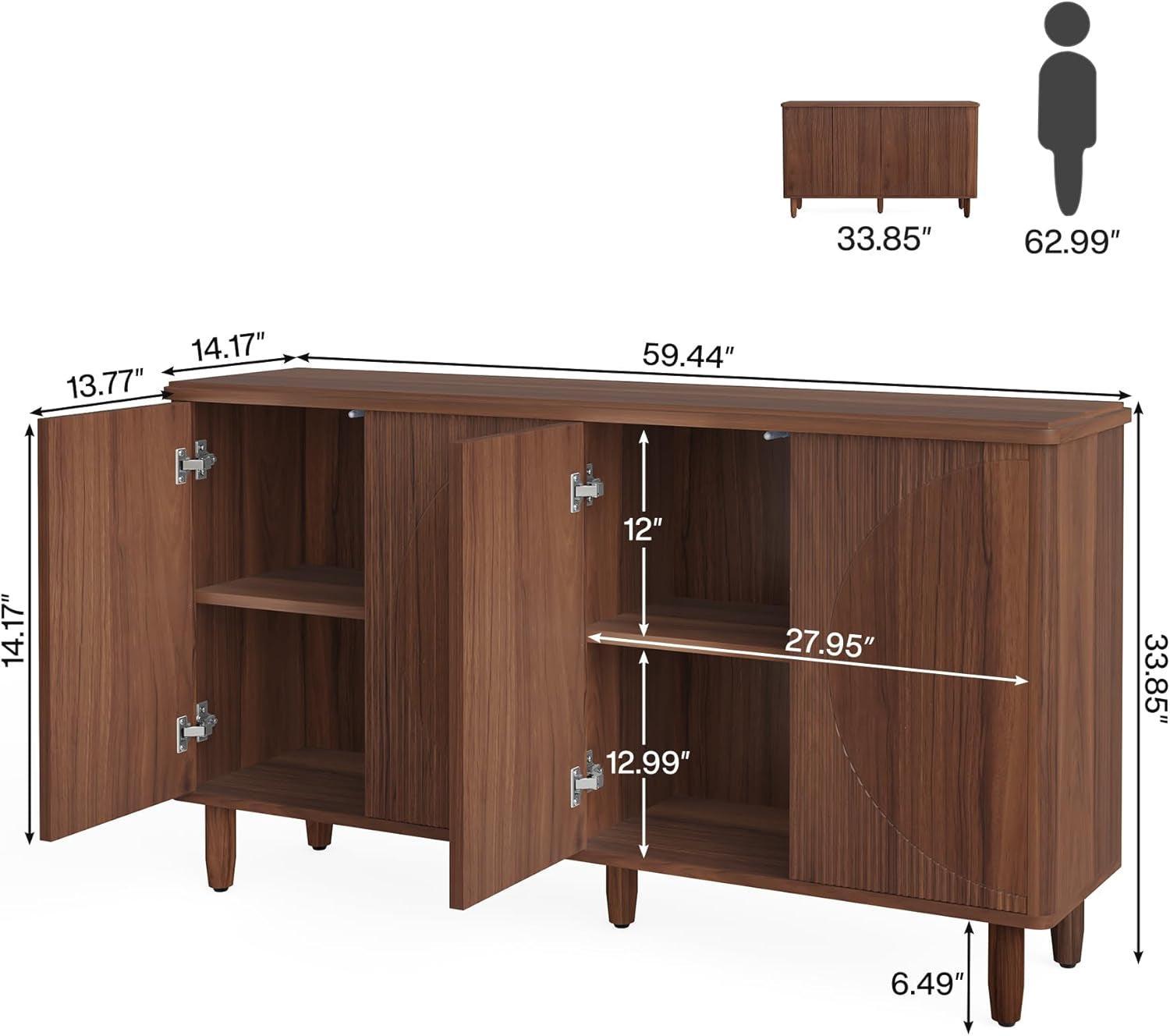 Buffet Cabinet Sideboard With Storage in Wood Finish