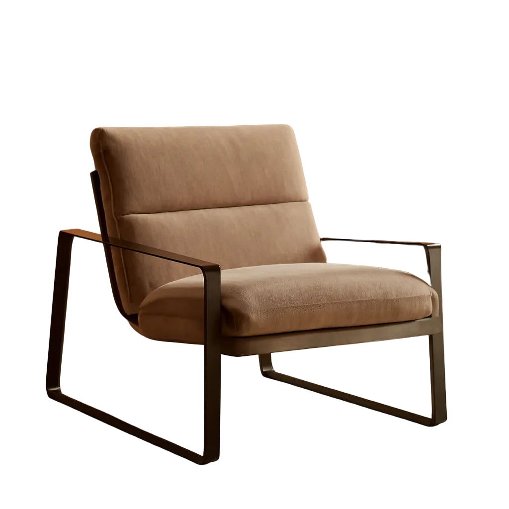 Chenille Cushion Accent Chair With Armrests in Khaki