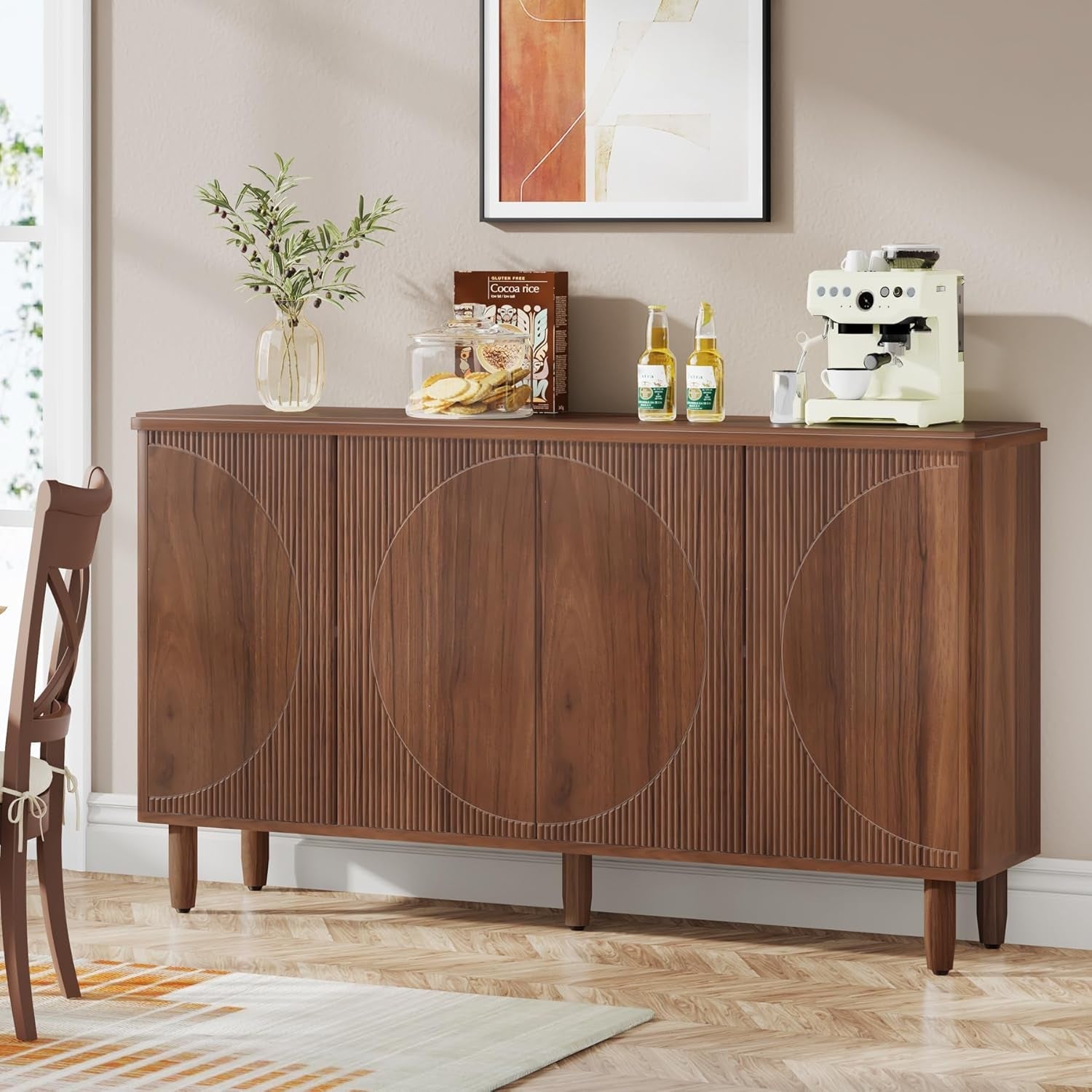 Buffet Cabinet Sideboard With Storage in Wood Finish