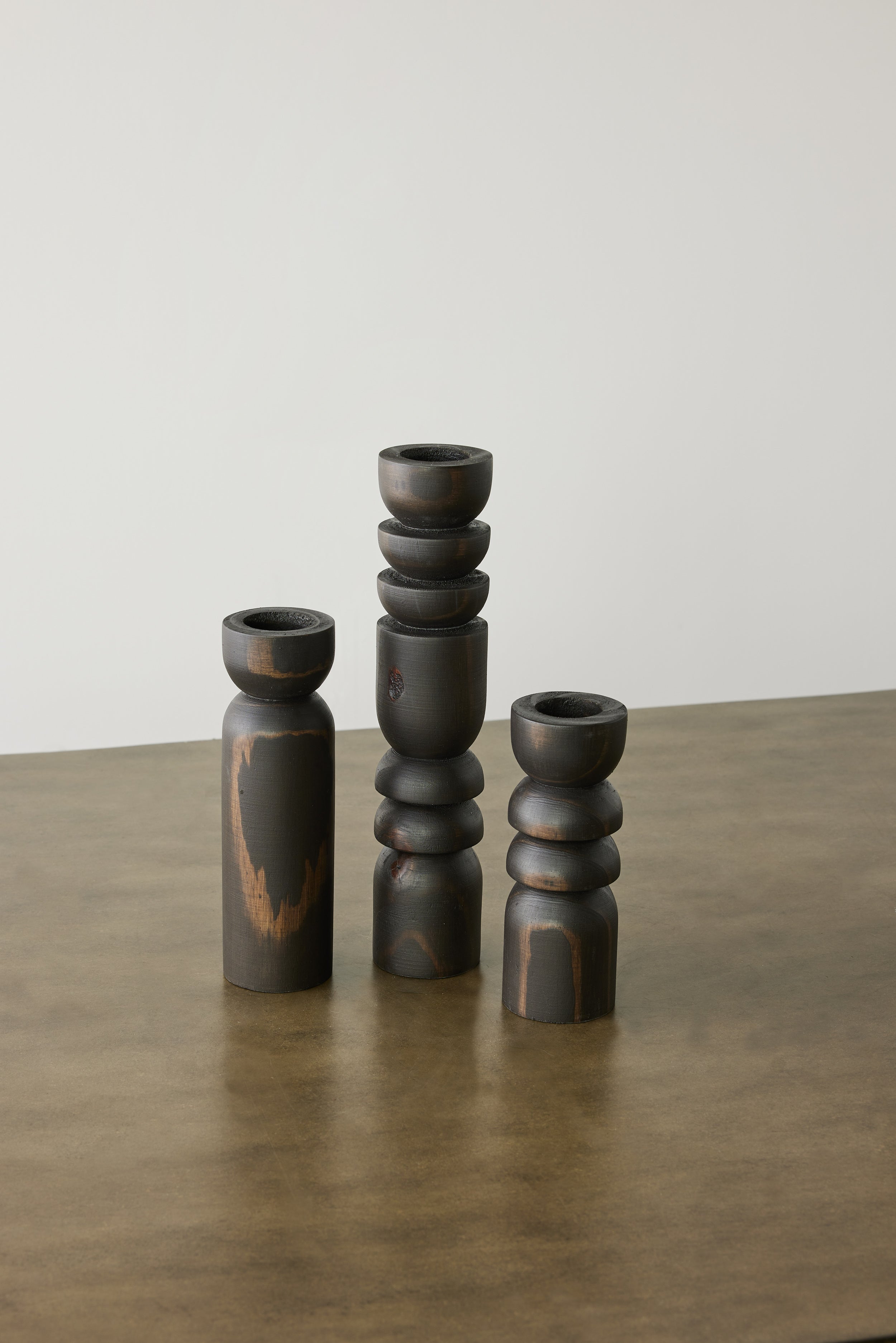 Abstract Wooden Tealight Totem Candle Holders