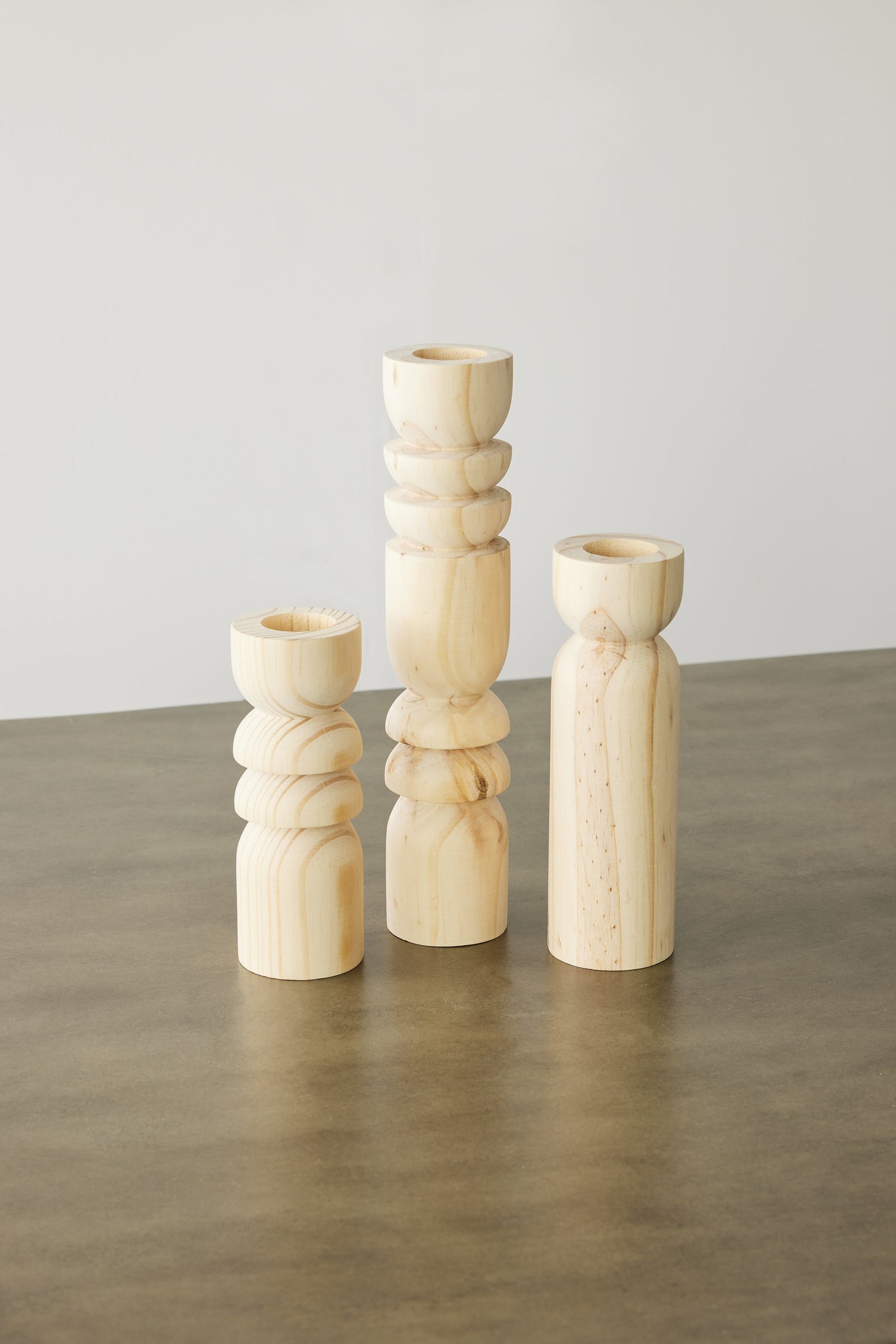 Abstract Wooden Tealight Totem Candle Holders