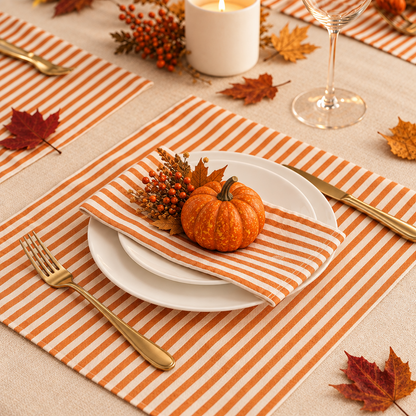 Set of 100 Tonal Striped Disposable Napkins - Orange