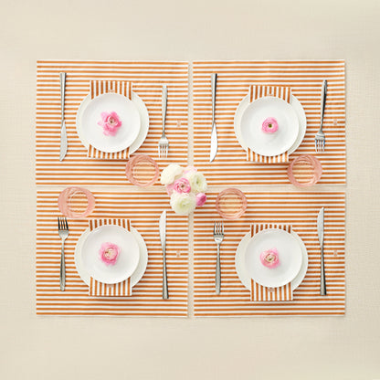Set of 100 Tonal Striped Disposable Napkins - Orange