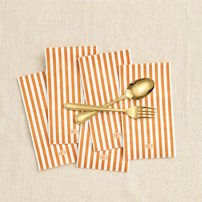 Set of 100 Tonal Striped Disposable Napkins - Orange