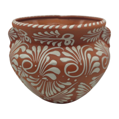 Handmade Talavera Flower Pot | Terracotta &amp; White Design