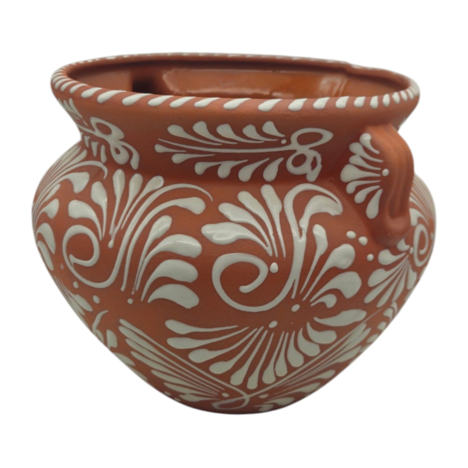 Handmade Talavera Flower Pot | Terracotta &amp; White Design