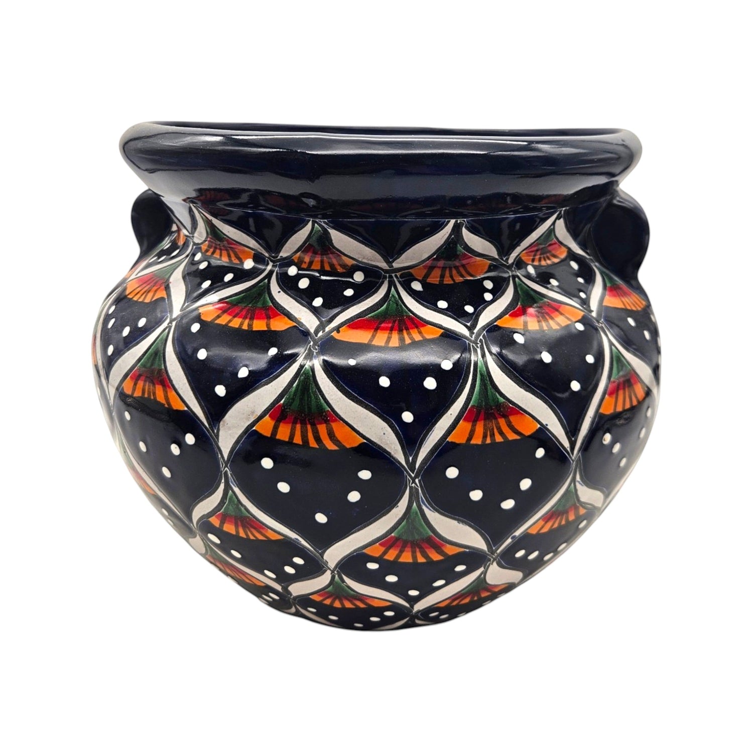 Blue Peacock Talavera Pot | Hand-Painted Mexican Ceramic