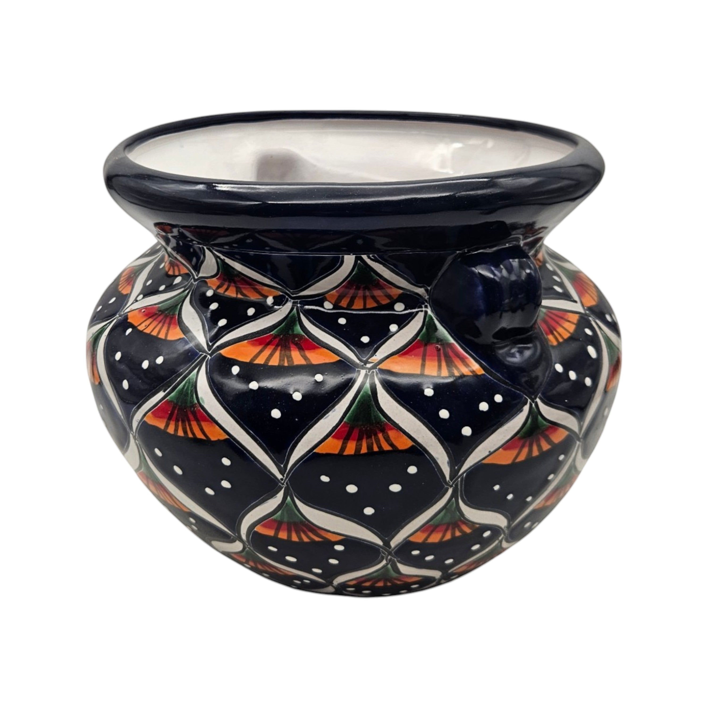 Blue Peacock Talavera Pot | Hand-Painted Mexican Ceramic