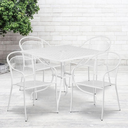 5 Piece White Metal Dining Set