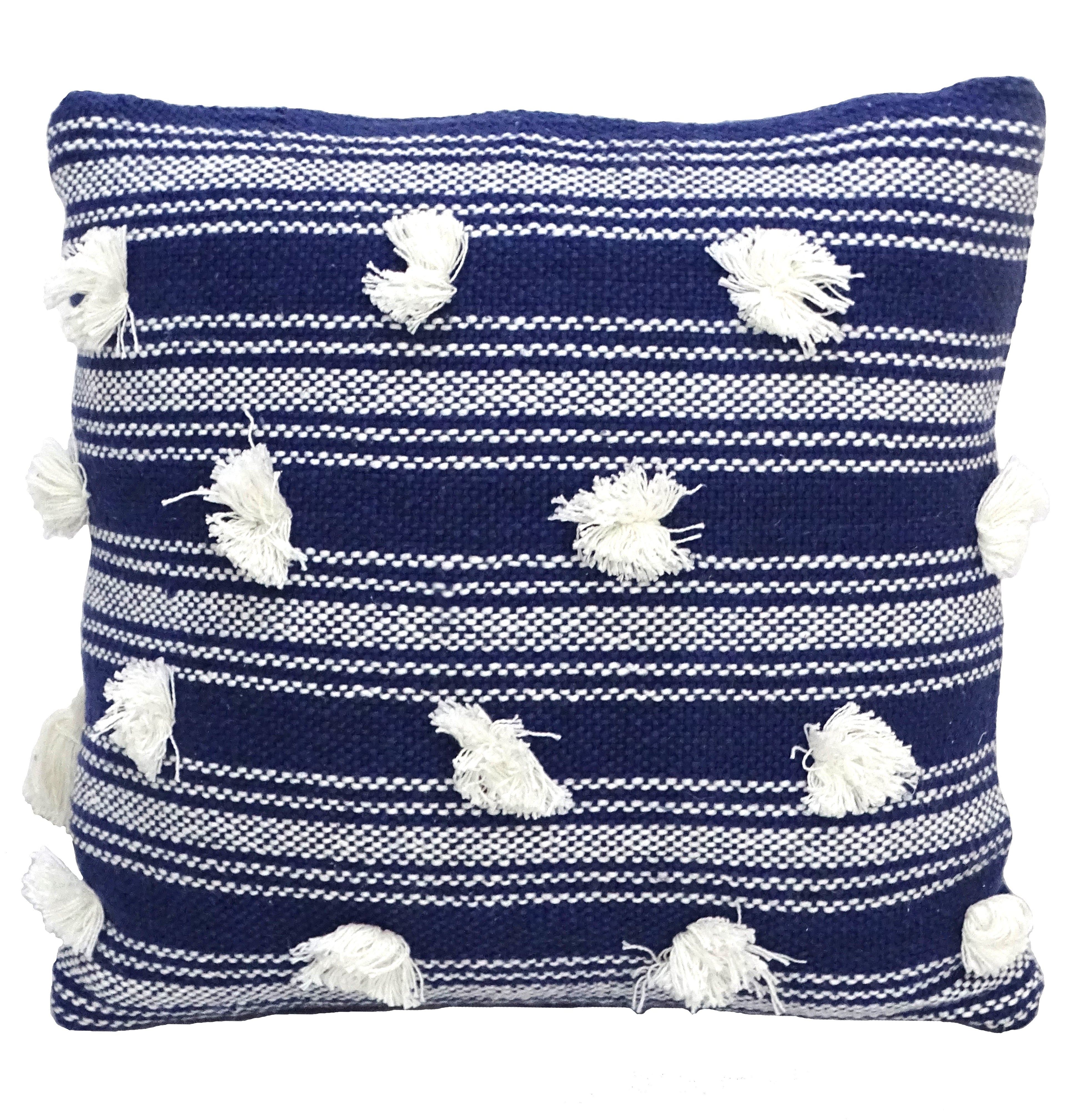 Textured 20" X 20" Pom Pillow - Blue